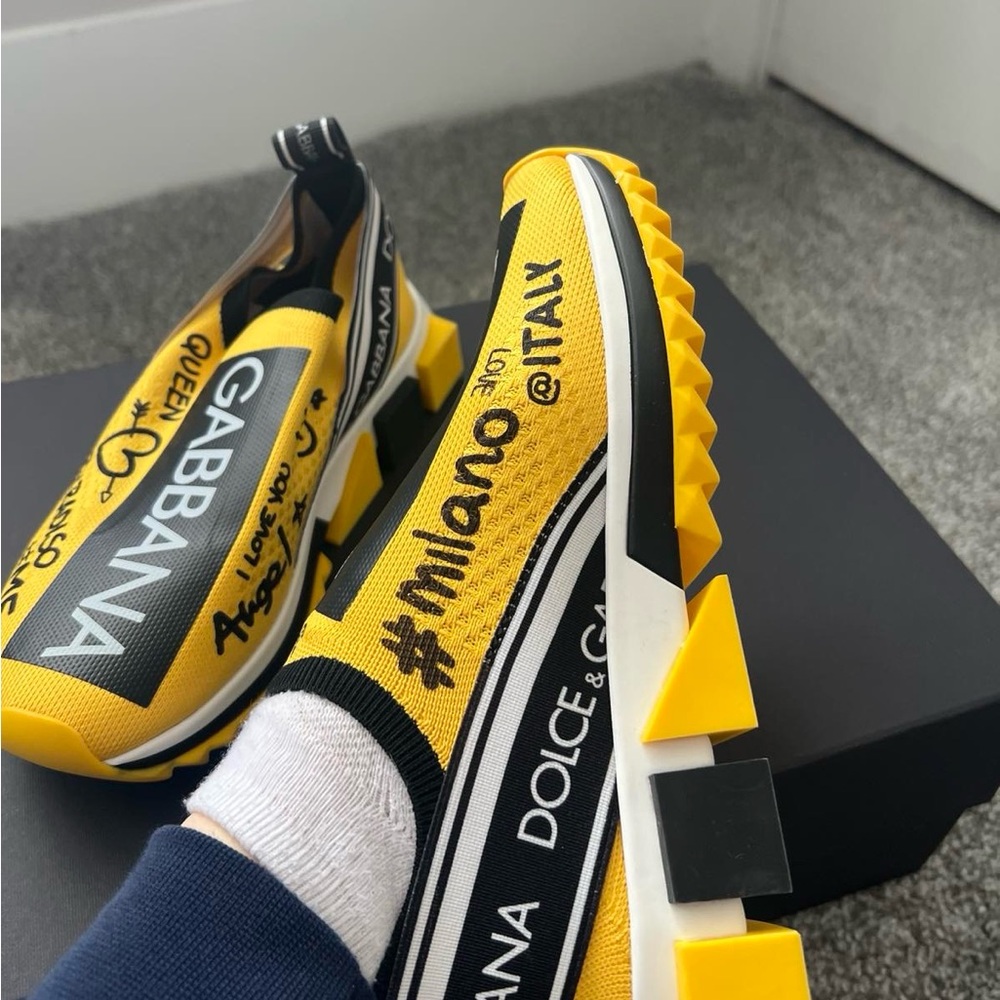 Dolce & Gabbana Yellow and Black Graphic Slip-Ons - Picture 3 of 9